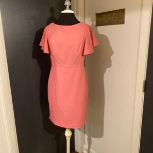 White House Black Market Pink Pencil Skirt Dress with Ruffle Sleeves